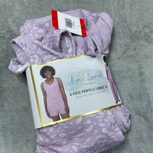 4-Piece Live 2 Lounge Set Henley Tee Tank Shorts & Pants d0116